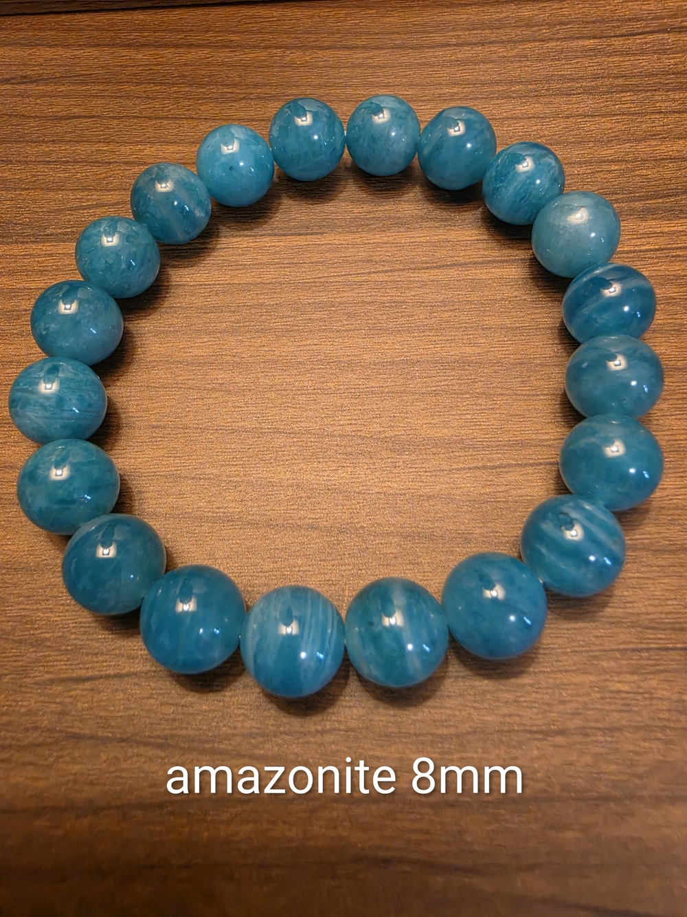 Amazonite Beaded Stretch Bracelet - Turquoise Blue